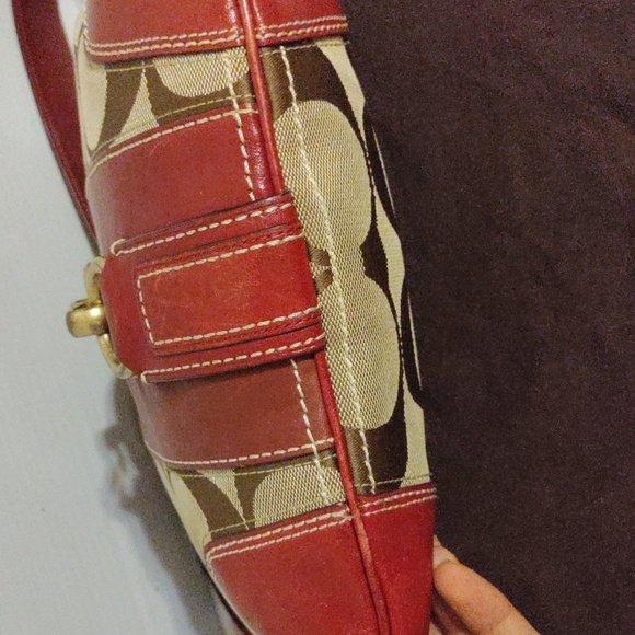 Vintage Coach Y2K Hampton Signature C Hobo – Rare Red Leather Shoulder Bag - Picture 13 of 16